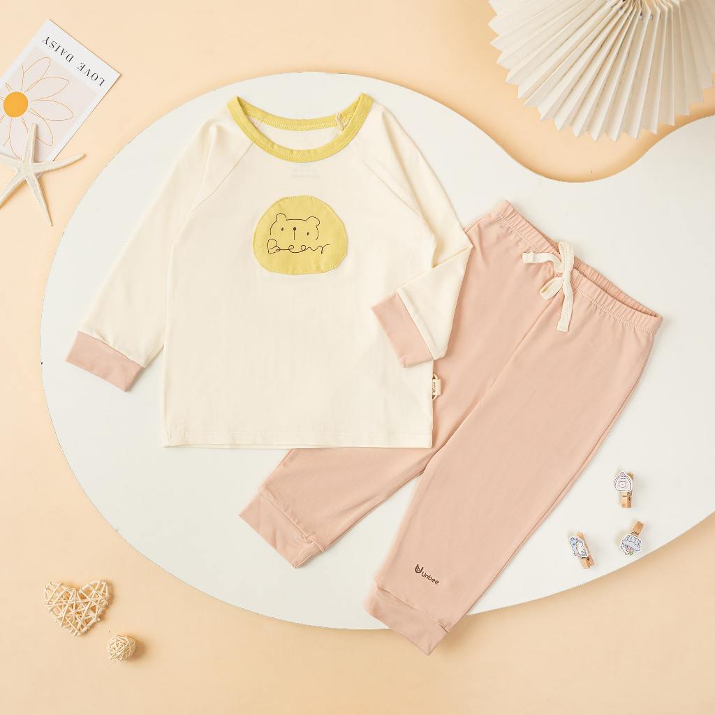Bộ Dài Tay Raglan In Hình Cotton Modal 50s – Co Giãn, Mềm Mại, Cho Bé 6M–3Y | QA238