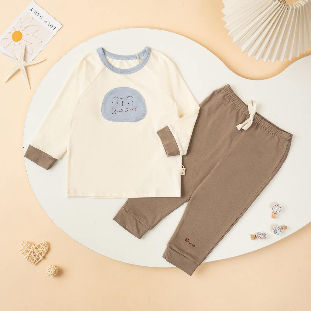Bộ Dài Tay Raglan In Hình Cotton Modal 50s – Co Giãn, Mềm Mại, Cho Bé 6M–3Y | QA238