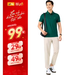Áo phông có cổ YODY nam tay ngắn vải cotton mắt chim cổ bẻ thoáng mát mềm mịn không nhàu APM7459