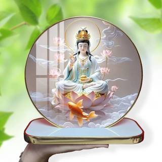 [TRANH PHẬT GIÁO] Tranh Bo Viền Cao Cấp - Tranh Tròn Để Bàn Trang Trí Phòng - Tranh Tròn Để Bàn Phật Giáo (Kèm Đế)