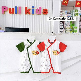 Body cộc cho bé Uala rogo bộ liền cộc tay 3-12 tháng cúc chéo vải Petit mềm mịn CỜ ĐỎ SAO VÀNG 2233 EM BÉ YÊU NƯỚC