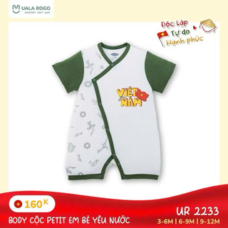 Body cộc cho bé Uala rogo bộ liền cộc tay 3-12 tháng cúc chéo vải Petit mềm mịn CỜ ĐỎ SAO VÀNG 2233 EM BÉ YÊU NƯỚC