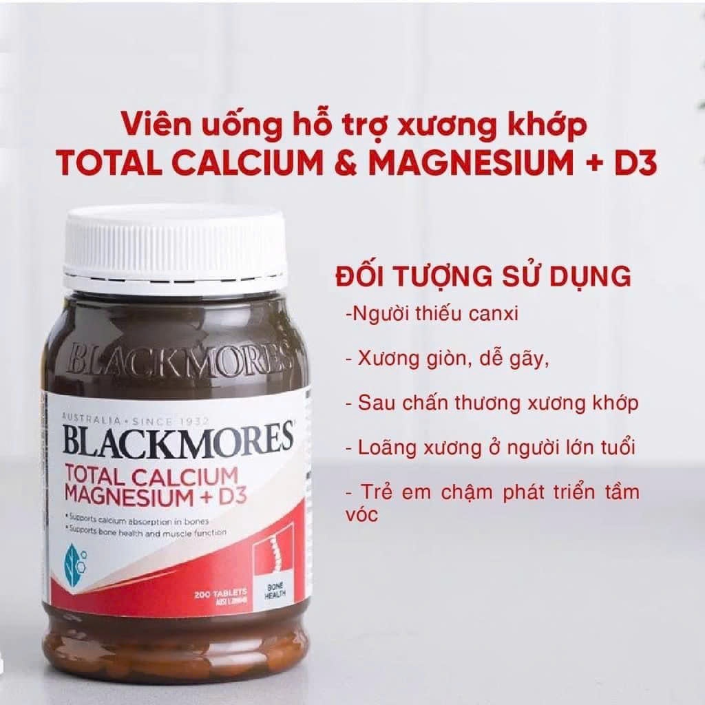 [TEM CHEMIST] Viên uống bổ sung Canxi Total Calcium & Magnesium + D3 Blackmores của Úc 200 viên