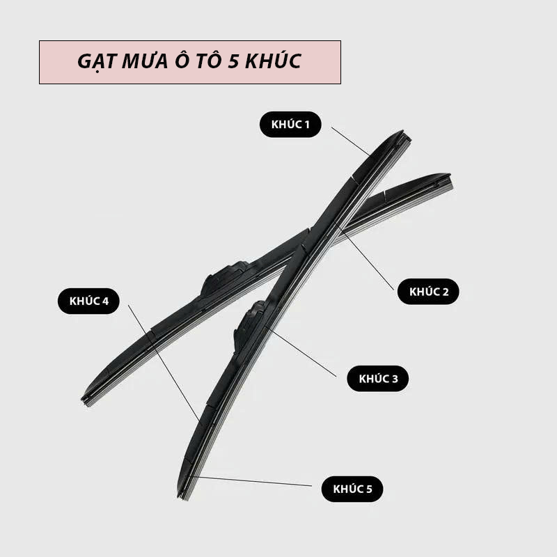 Gạt mưa ô tô lưỡi sillicon 5 khúc thanh gạt nước xe hơi gạt sạch gạt êm chống xước kính đủ kích thước cho mọi dòng xe