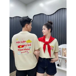 Áo Phông Gia Đình Việt Nam Kỷ Niệm 80 Nam Quốc Khánh 2-9 Chất Liệu Cotton 4c Co Giãn Thấm Hút Mồ Hôi