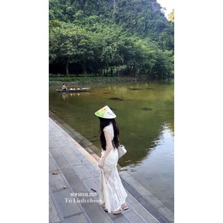 Váy thiết kế cổ tròn mix ren hoa lớn ôm sát body chân đuối cá nhún bèo xoè dài xinh tiểu thư cho nàng - BaoTrang.clothes