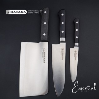 Bộ 3 chiếc dao bếp cao cấp thương hiệu KATANA Essential - Dao chặt - Dao thái - Dao gọt hoa quả - KATA205-201-204