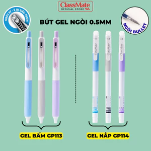 Bút Gel Bấm Classmate Bút Nước Ngòi 0.5mm Mực Xanh Đen Tím Nhanh Khô Bút Gel Có Nắp Shine Ghi Chép Bút Luyện Thi GP113/4