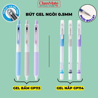 Bút Gel Bấm Classmate Bút Nước Ngòi 0.5mm Mực Xanh Đen Tím Nhanh Khô Bút Gel Có Nắp Shine Ghi Chép Bút Luyện Thi GP113/4
