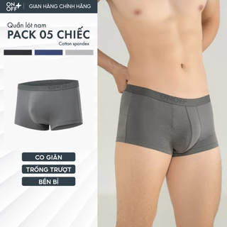 Hộp Pack 5 quần lót sịp nam trunk Cotton Spandex lành tính mềm mịn thấm hút nhanh - ONOFF 18UO24A324