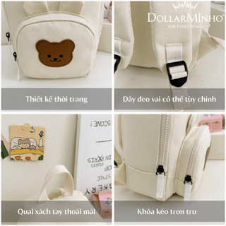 (Thêu Tên) Balo Trẻ Em Họa Tiết Gấu Thỏ Hổ Dễ Thương, Vải Canvas Bền Đẹp, Phù Hợp Cho Bé Trai Bé Gái
