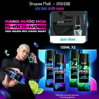 Combo 2 Xịt thơm nước hoa cao cấp AXE 135ml, Fine Fragrance mist lưu hương tinh tế và khử mùi lên tới 72h