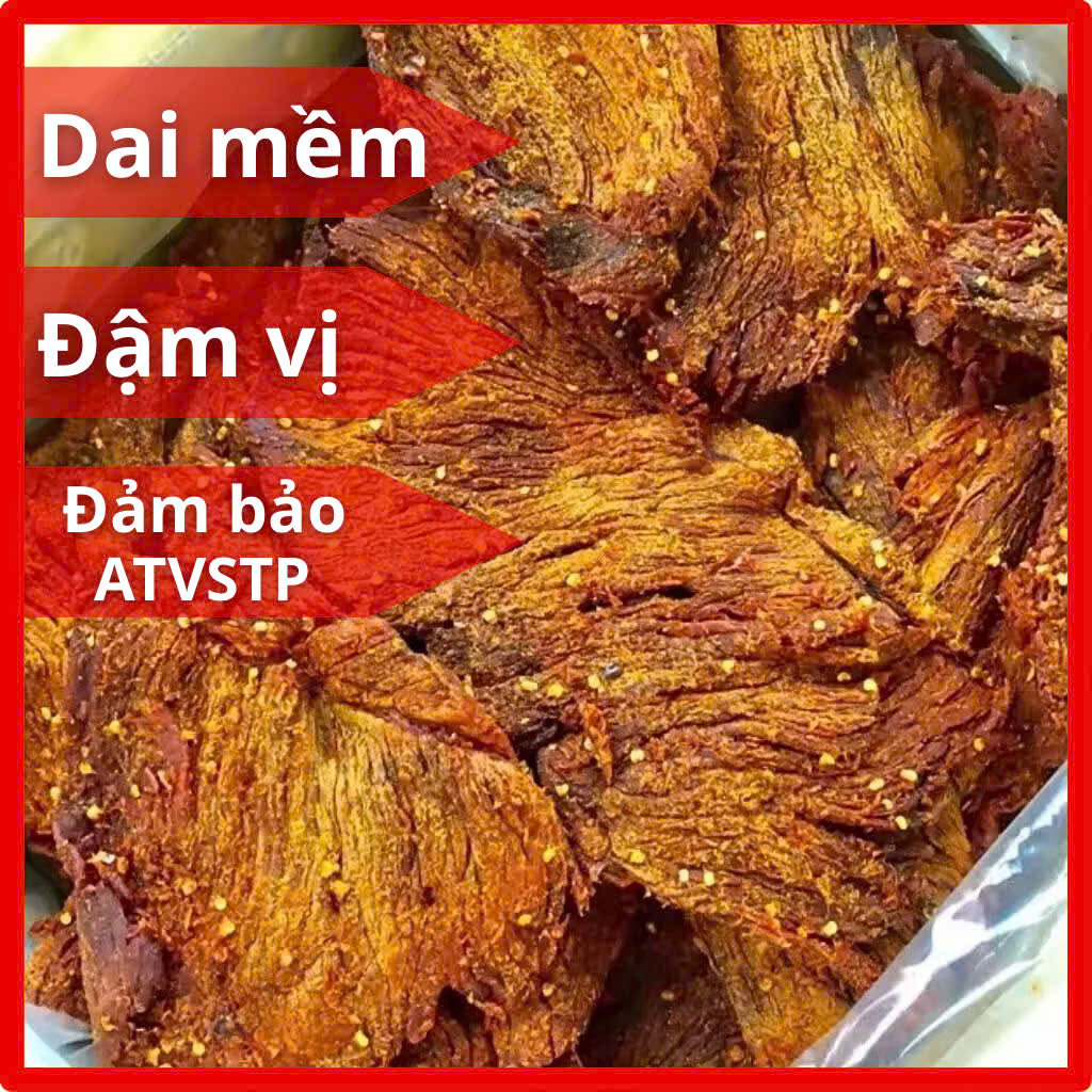 Khô bò miếng mềm Hồng Ngự loại đặc biệt nhà làm, thịt bò khô đậm vị cay mềm ngon xuất sắc, HTC Food