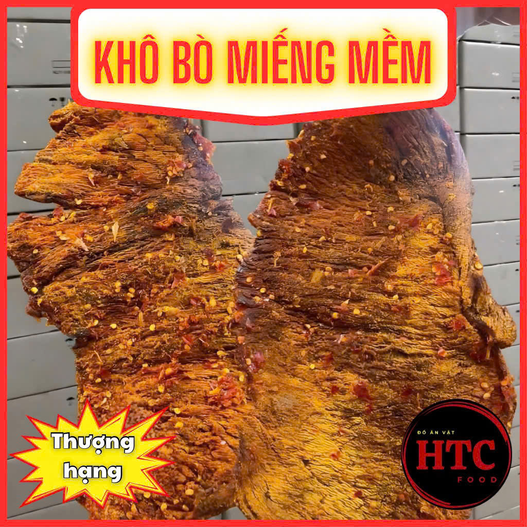 Khô bò miếng mềm Hồng Ngự loại đặc biệt nhà làm, thịt bò khô đậm vị cay mềm ngon xuất sắc, HTC Food