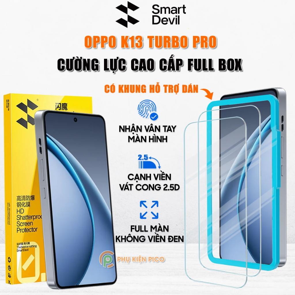 Kính cường lực Oppo K13 Turbo Pro trong suốt full màn hình Smart Devil - Dán màn hình K13 Turbo Pro