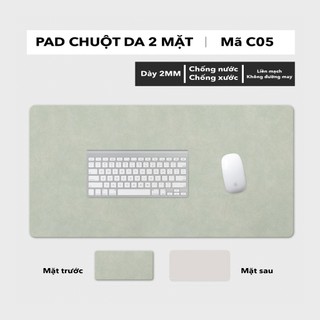 Pad Chuột Da PU 2 Mặt Cỡ Lớn Màu Xanh lá/Hồng Phấn - Giống da thật 90% - Chống Nước - Chống Trầy