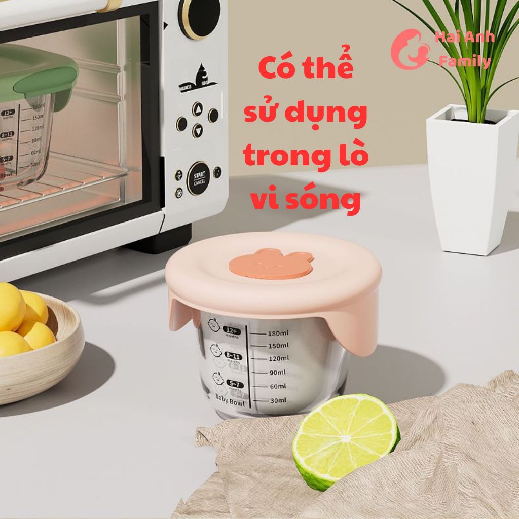 Hộp thủy tinh trữ đồ ăn dặm cho bé, hộp trữ đông thực phẩm nắp silicon
