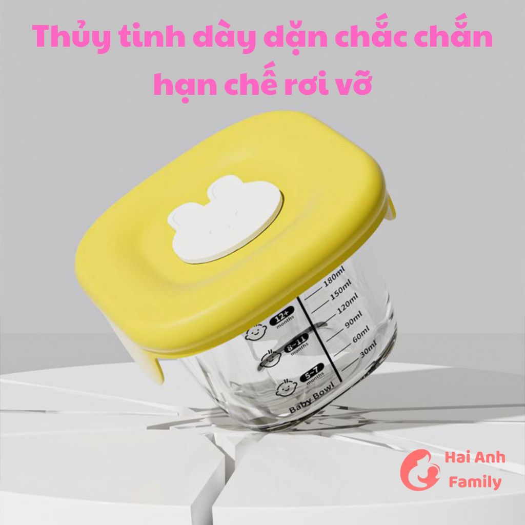 Hộp thủy tinh trữ đồ ăn dặm cho bé, hộp trữ đông thực phẩm nắp silicon