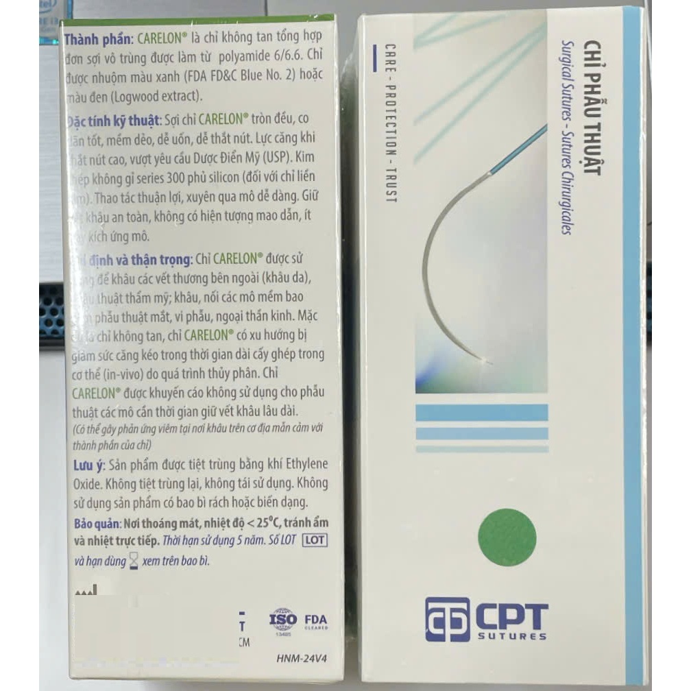 Hộp 12 tép Chỉ phẩu thuật CPT Nylon 6/0, nylon  6.0 Mã M07D13.