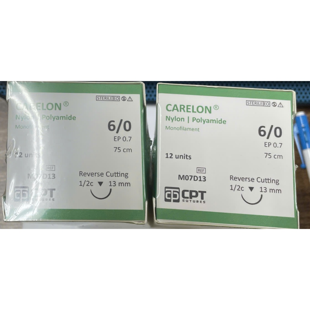 Hộp 12 tép Chỉ phẩu thuật CPT Nylon 6/0, nylon  6.0 Mã M07D13.
