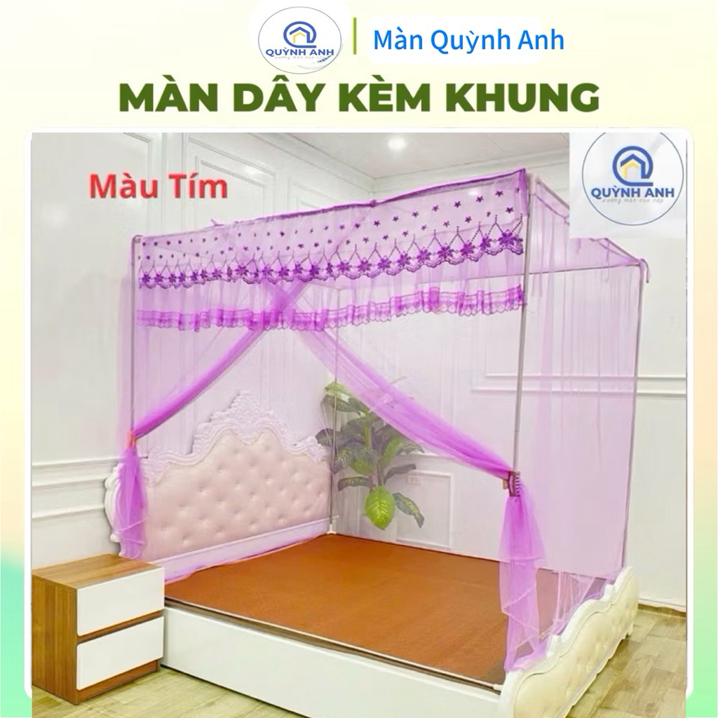 Màn Khung Vuông Inox + Màn tuyn chống muỗi Cửa Vén Quỳnh Anh- Mùng Chống Muỗi-Khung Không Khoan Tường