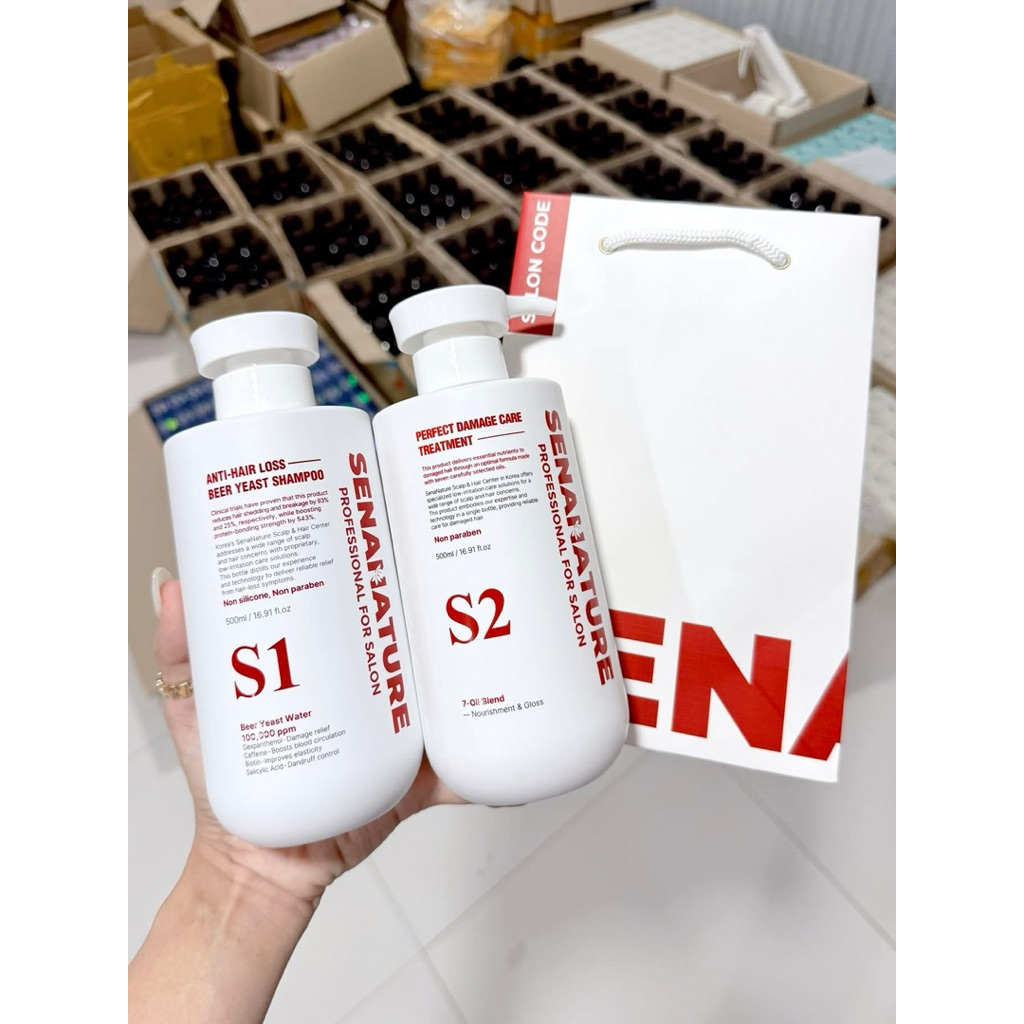 Cặp dầu gội xả senanature anti-hair loss beer yeast shampoo 500ml/1L - hạn 2028 Hàn Quốc  IS85