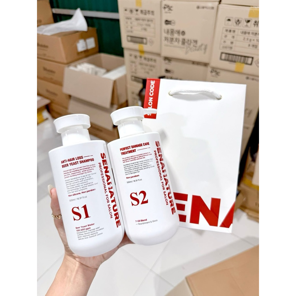 Cặp dầu gội xả senanature anti-hair loss beer yeast shampoo 500ml/1L - hạn 2028 Hàn Quốc  IS85