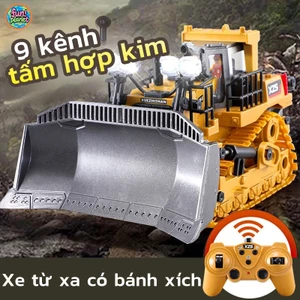 Xe ủi điều khiển từ xa 9 kênh cao cấp yigong pin sạc có đèn pha âm thanh nổ máy, xe máy cày đồ chơi; xe công trình MCT04