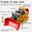 Xe ủi điều khiển từ xa 9 kênh cao cấp yigong pin sạc có đèn pha âm thanh nổ máy, xe máy cày đồ chơi; xe công trình MCT04