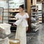 Áo Nữ Trễ Vai Tay Phồng MCA Kiểu Xẻ Tà Phối Viền Ren A51425