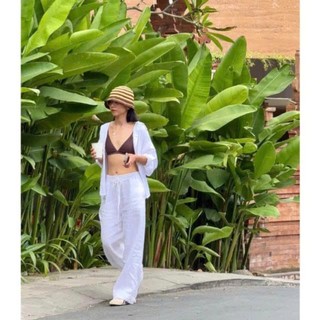 𝗕𝗶𝗻𝗼 𝗣𝗮𝗻𝘁𝘀 - | LY LINEN | Quần Linen ống xuông full chun