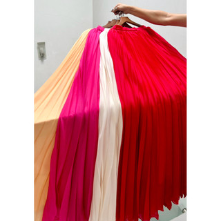 Chân váy tơ dài xếp ly xòe 2 lớp cao cấp (chân váy dài 105cm, chân váy phối yếm, áo kiểu)