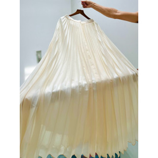 Chân váy tơ dài xếp ly xòe 2 lớp cao cấp (chân váy dài 105cm, chân váy phối yếm, áo kiểu)