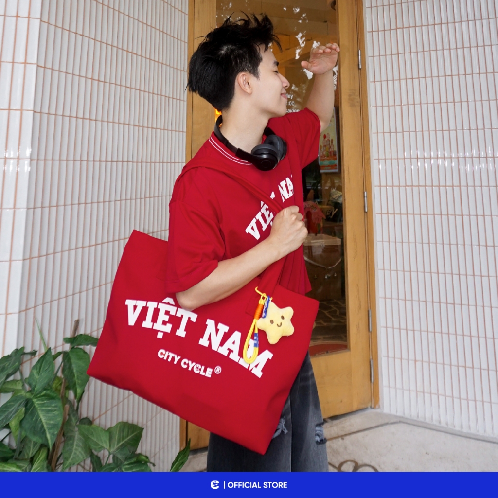 Túi vải canvas yêu nước có cúc bấm Local Brand Chính Hãng City Cycle Túi tote Việt Nam City Cycle