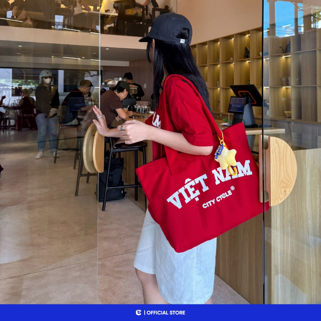 Túi vải canvas yêu nước có cúc bấm Local Brand Chính Hãng City Cycle Túi tote Việt Nam City Cycle