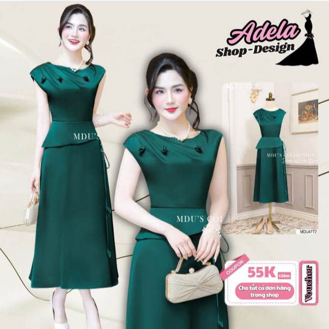 Váy Thiết Kế ADELA DESIGN Sự Kết Hợp Gam Màu Xanh Thanh Lịch Và Chất Lụa Twist Satin Cao Cấp MDU4772