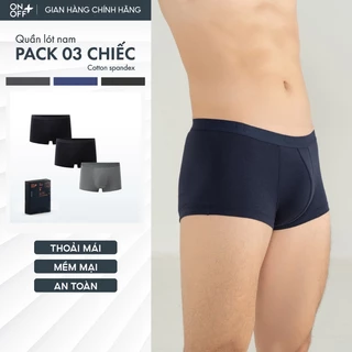 Hộp Pack 3 quần lót sịp nam trunk Cotton Spandex lành tính mềm mịn thấm hút nhanh - ONOFF 18UO24A317