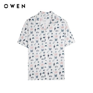 Owen - Áo sơ mi ngắn tay J-Form AJ250002N màu Trắng chất liệu Linen slub