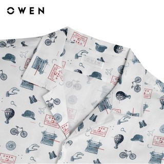 Owen - Áo sơ mi ngắn tay J-Form AJ250002N màu Trắng chất liệu Linen slub