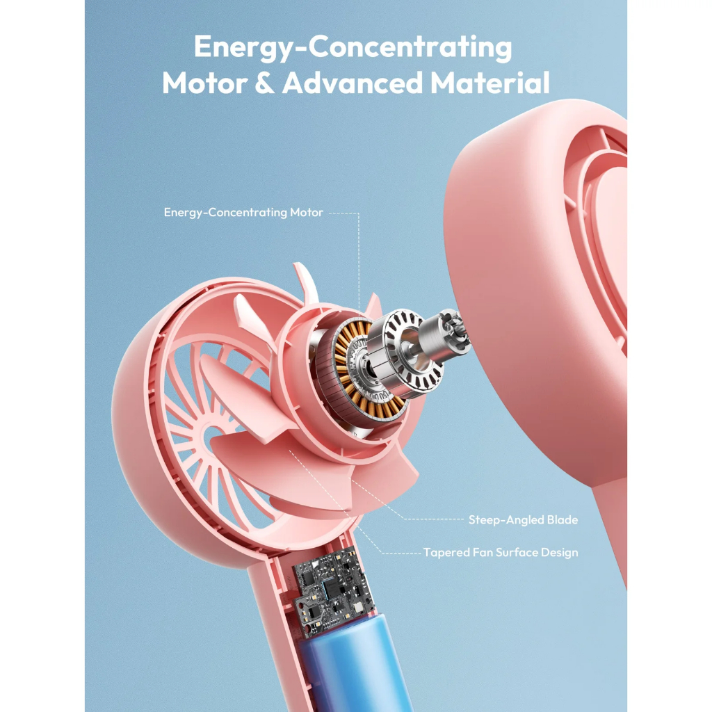 Quạt Cầm Tay AECOOLY Halo 01 Pro Portable Fan 4500mAh (6000rpm, 5 Speed Settings, 24H, 40 dB Low Noise)