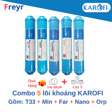 Bộ 5 lõi chức năng Karofi 56789 T33, Min, Far, Nano, ORP Alkaline giúp làm ngọt nước, bù khoáng và hỗ trợ cân bằng PH