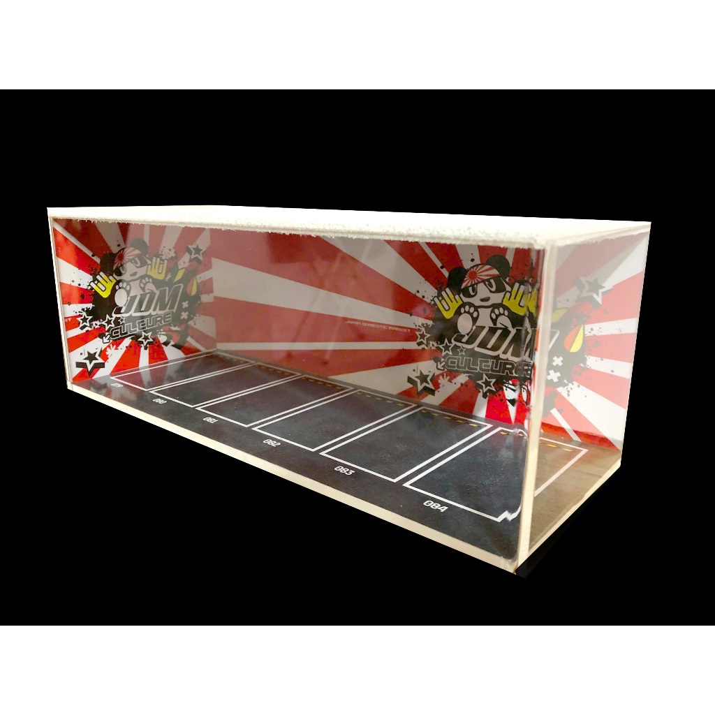 Hộp để xe mô hình 1/64 mica 2 mặt có đèn