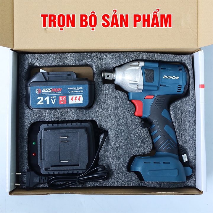 Máy Siết Bulong Bossun BS-IW360NCP Lực Siết 360Nm Đông Cơ Lõi Đồng Không Chổi Than Đầu Khẩu 1/2