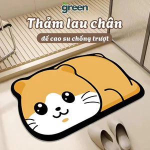 Thảm nhà tắm hút nước siêu thấm Greenhome, Thảm chùi chân hình thú cưng dễ thương decor phòng tắm