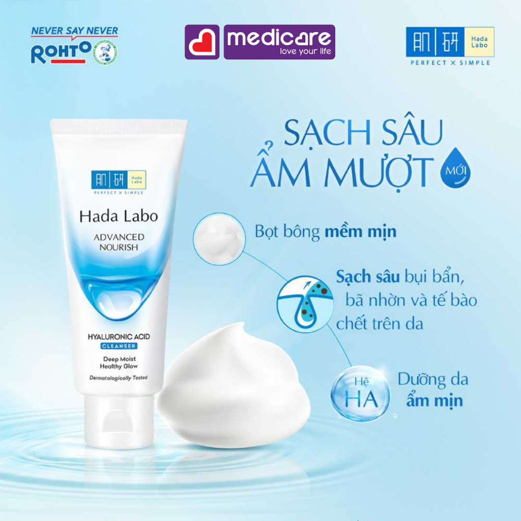 Kem rửa mặt HADA LABO dưỡng ẩm, sạch sâu 80g