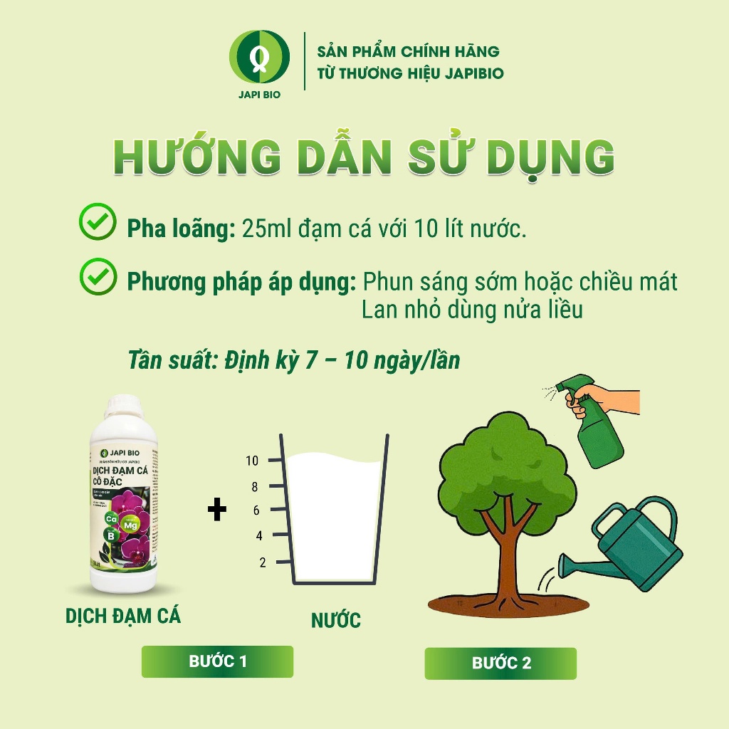 Đạm Cá Hữu Cơ JapiBio Cho Hoa Lan 1L – Đạm Cá Thủy Phân – Tăng Rễ, Lá Dày, Hoa Bền Màu