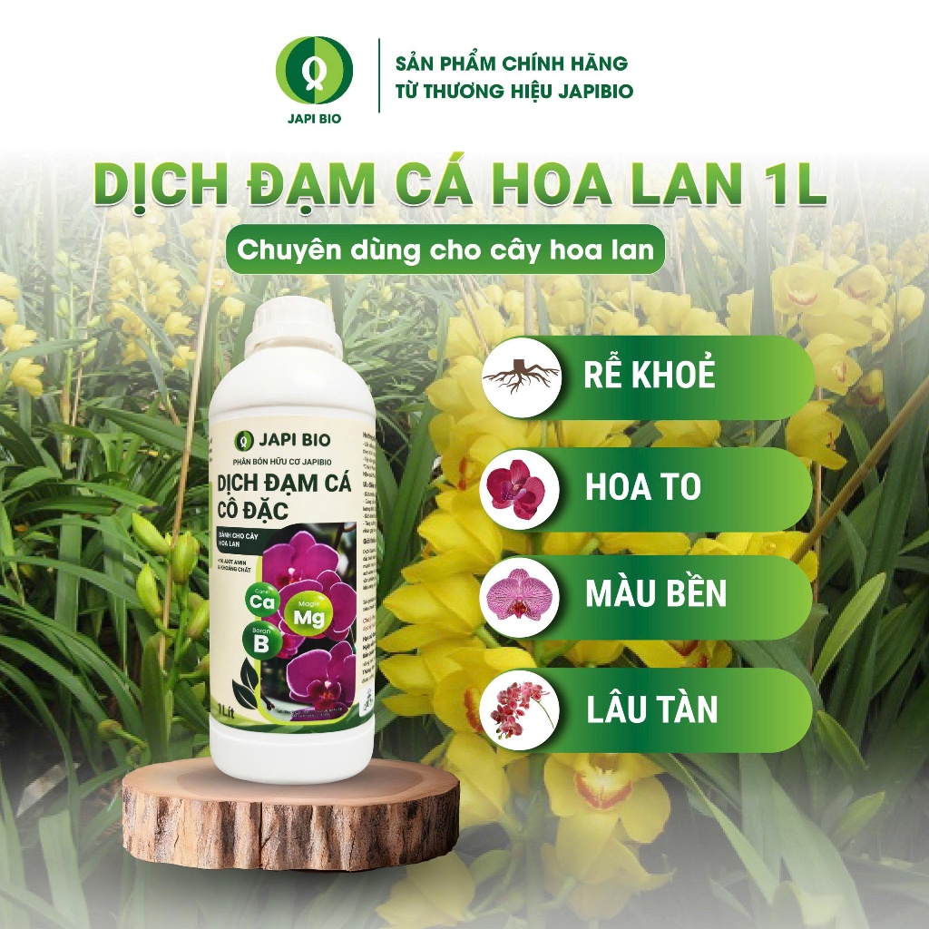 Đạm Cá Hữu Cơ JapiBio Cho Hoa Lan 1L – Đạm Cá Thủy Phân – Tăng Rễ, Lá Dày, Hoa Bền Màu