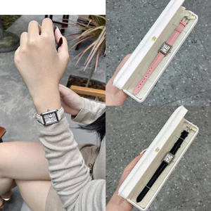 Đồng hồ IK mặt chữ nhật số la mã dây da full box
