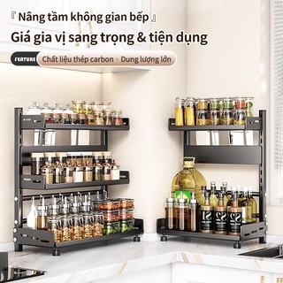 GSlife Kệ Gia Vị Nhà Bếp 3 Tầng - Thép Carbon Bền Đẹp, Đựng Hũ Tiện Lợi, Tiết Kiệm Không Gian