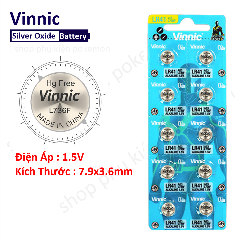 Vỉ 10 viên Pin Vinnic L736F AG3 LR41 736 1.55V | Shopee Việt Nam